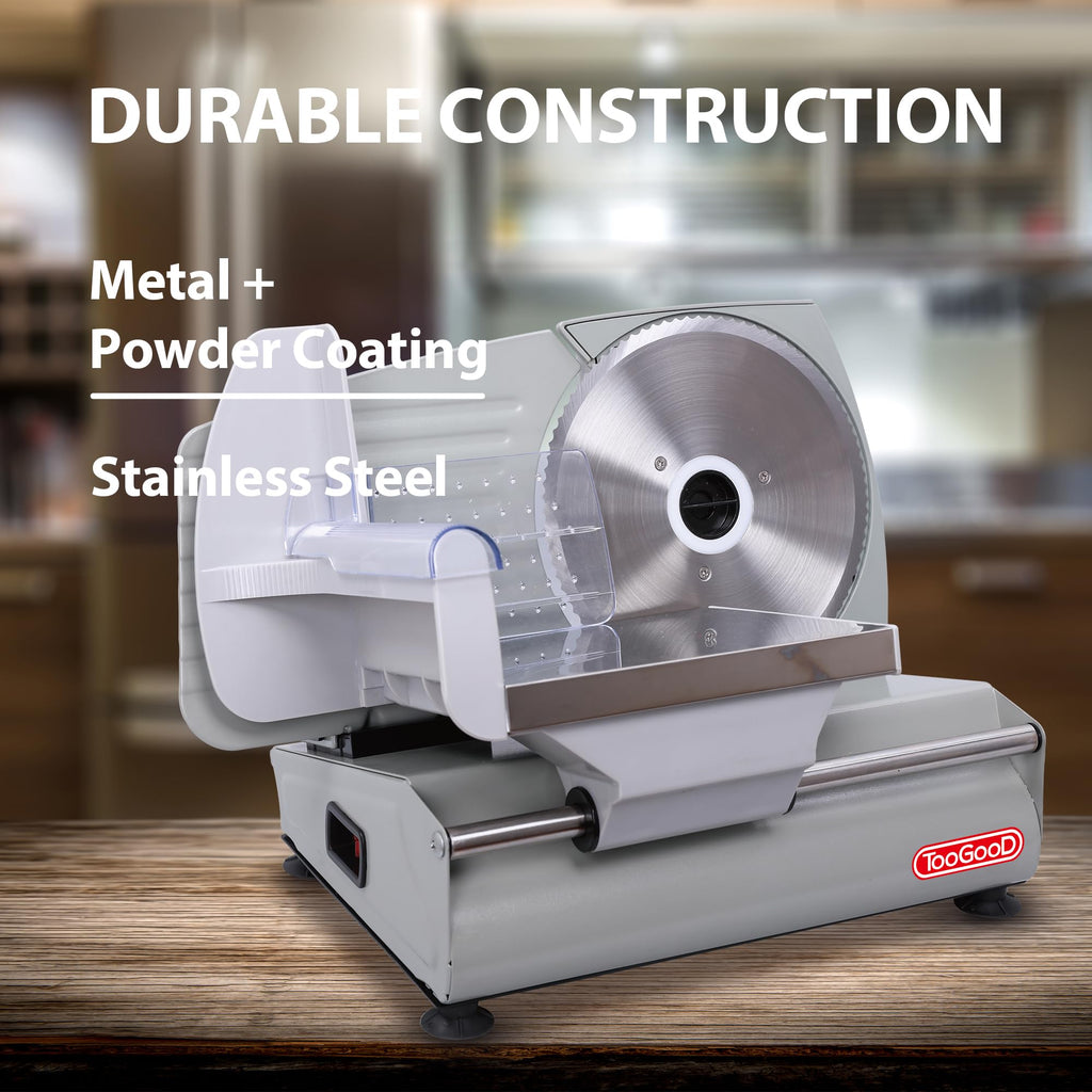 TOOGOOD Meat Slicer Machine for Home Use - Electric Deli Meat Slicer with 7.5" Stainless Steel Blade, Adjustable Thickness Food Slicers Cuts Meat, Bread, Cheese and Deli, Easy to Clean, Sliver