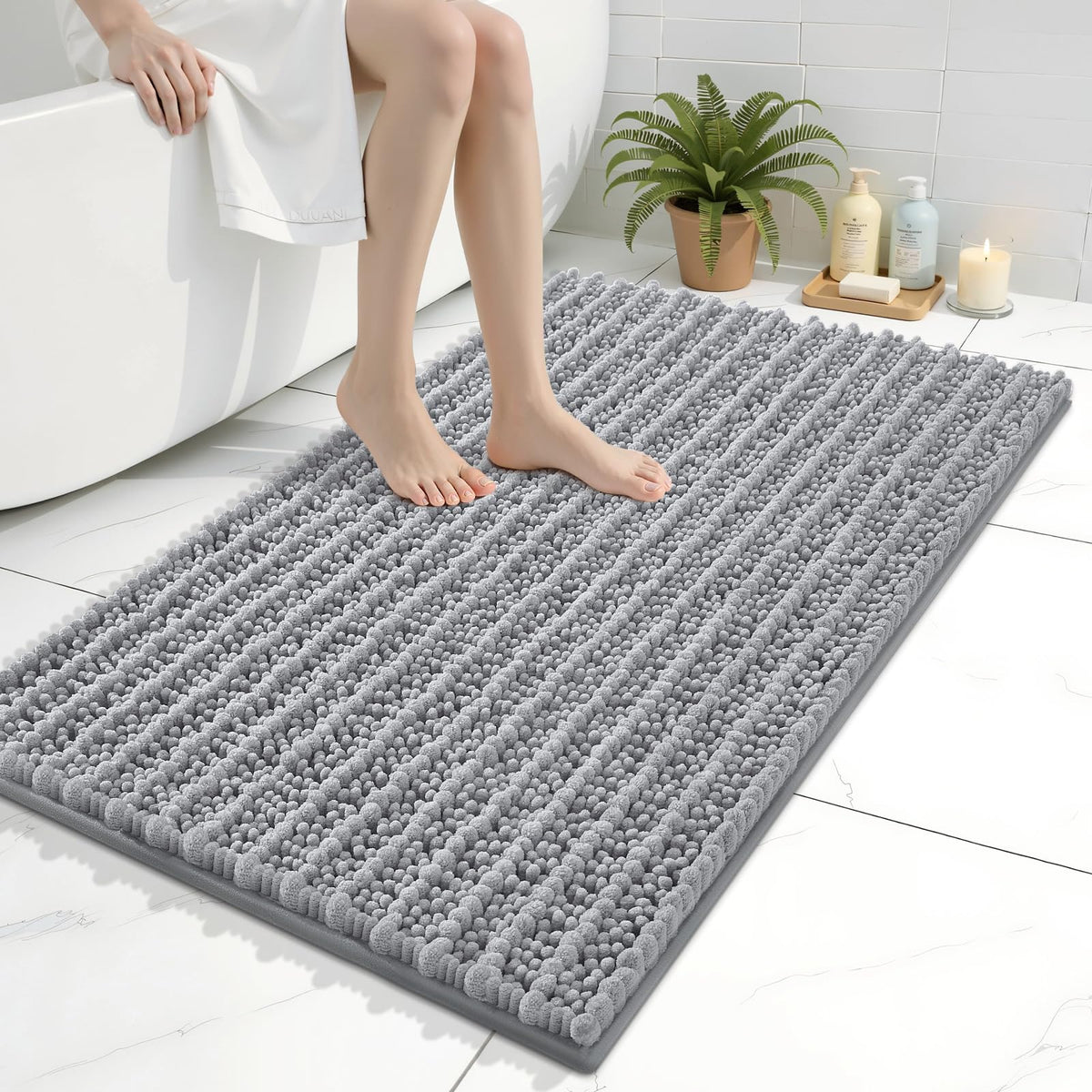 Arotive Bathroom Rugs Mat 36x24, Soft Absorbent Chenille Shaggy Bath Mat