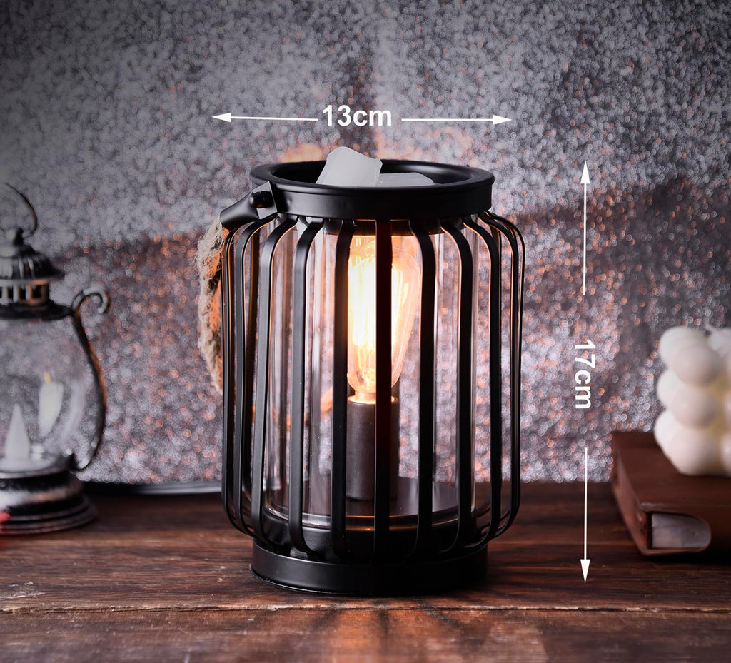 ORJG Electric Wax Warmer,Metal Wax Warmer,Rustic Candle Wax Burner for Aromatherapy Wax, Oil Burner,Fragrance,Home Decoration, Gifts (Lanterns), Black, HLBULB-002