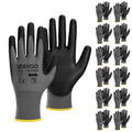 KAYGO Safety Work Gloves for Men Women, PU Coated Palm & Fingers, KG11P