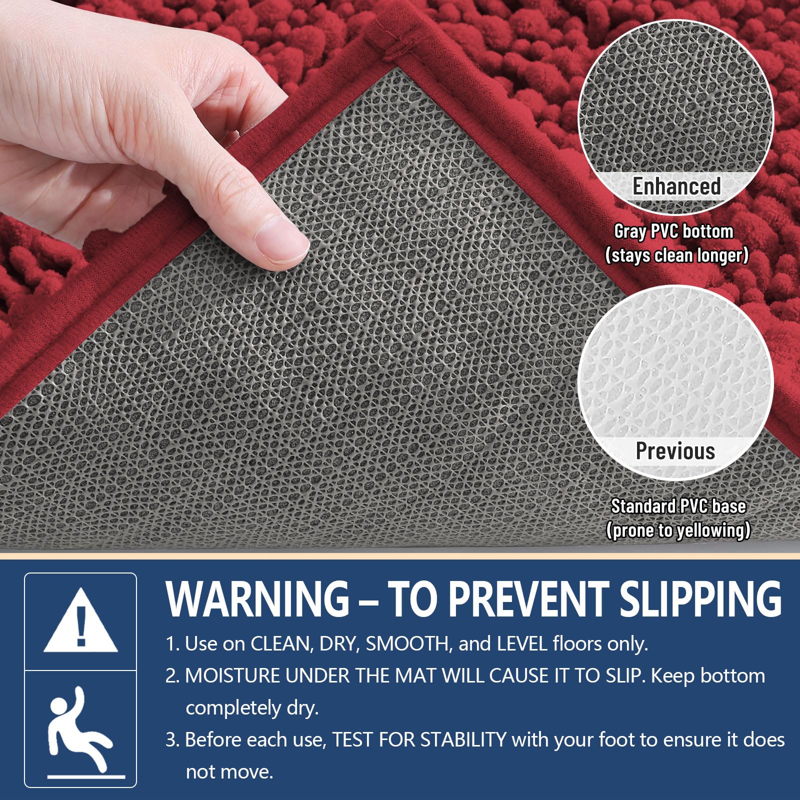 Arotive Bathroom Rugs Mat 30x20, Soft Absorbent Chenille Shaggy Bath Mat