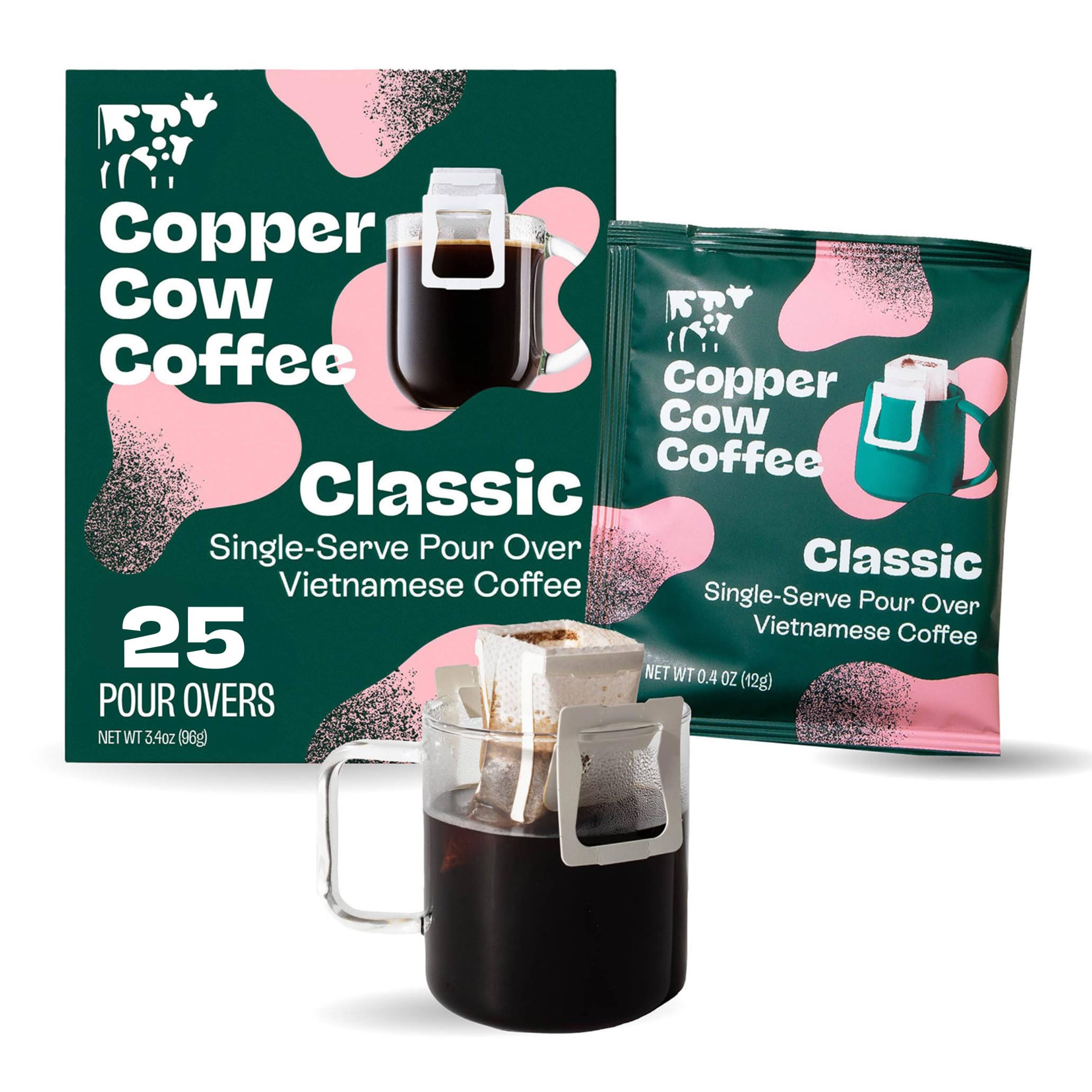 Copper Cow Coffee Vietnamese Pour Over Single Serve Dark Roast 25 Pack