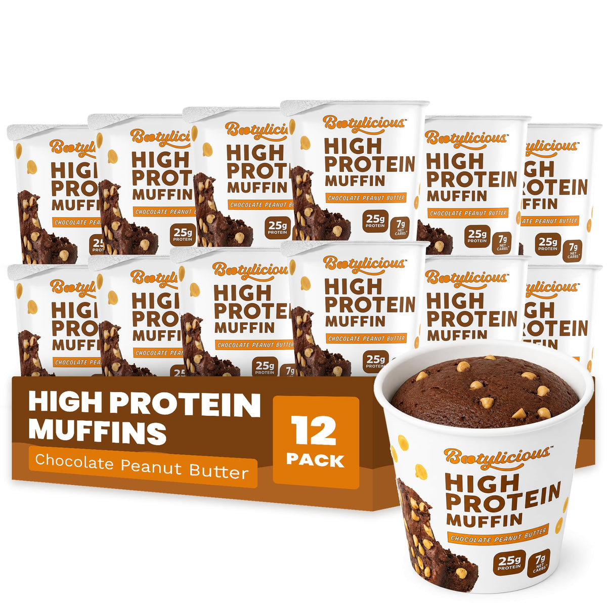 Bootylicious High Protein Muffins Variety Pack, 12 Flavors, 12 Cups