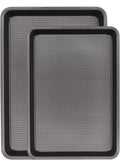 JOHO BAKING Cookie Sheets for Baking Nonstick, 2 Pack Heavy Duty 0.8mm Dark Gray Sheet Pan Set Quarter(9x13in) & Jelly Roll(10x15in), Diamond Textured Commercial Grade, Small Oven Safe