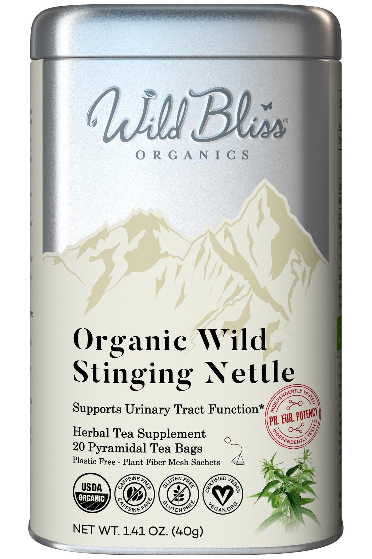 Wild Bliss Organic Chamomile Tea - Caffeine Free Calming Herbal Support - Pharmacopoeia Potency - 20 Plant Based Tea Bags