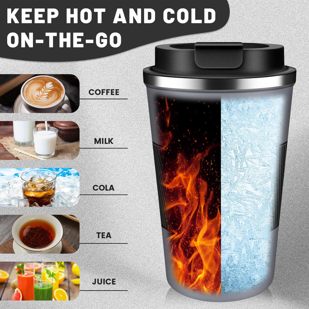 DUBUXW Insulated Coffee Tumblers with Flip Lid 12oz / 17oz, Stainless Steel Coffee Mug Leak Proof, Vacuum Insulated Coffee Mug Reusable Cup, Keeps Cold and Hot for Coffee Tea