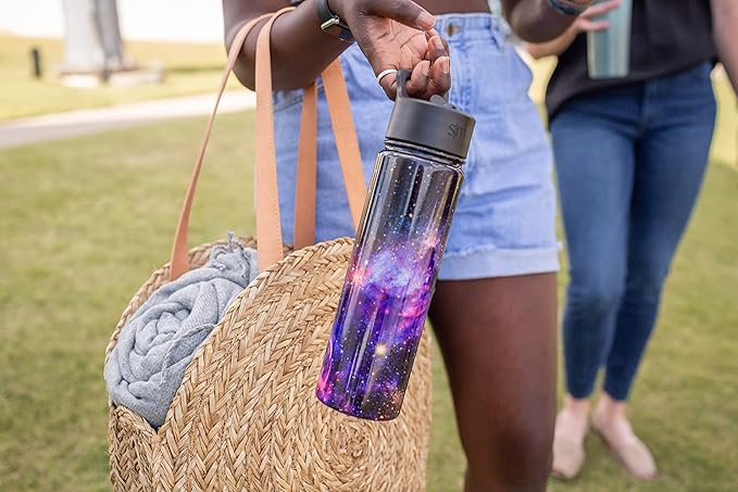 Simple Modern Water Bottle with Straw Lid Vacuum Insulated Stainless Steel Metal Cup Bottles | Reusable Leak Proof BPA-Free Flask for Gym Sports | Summit Collection | 22oz, Midnight Black