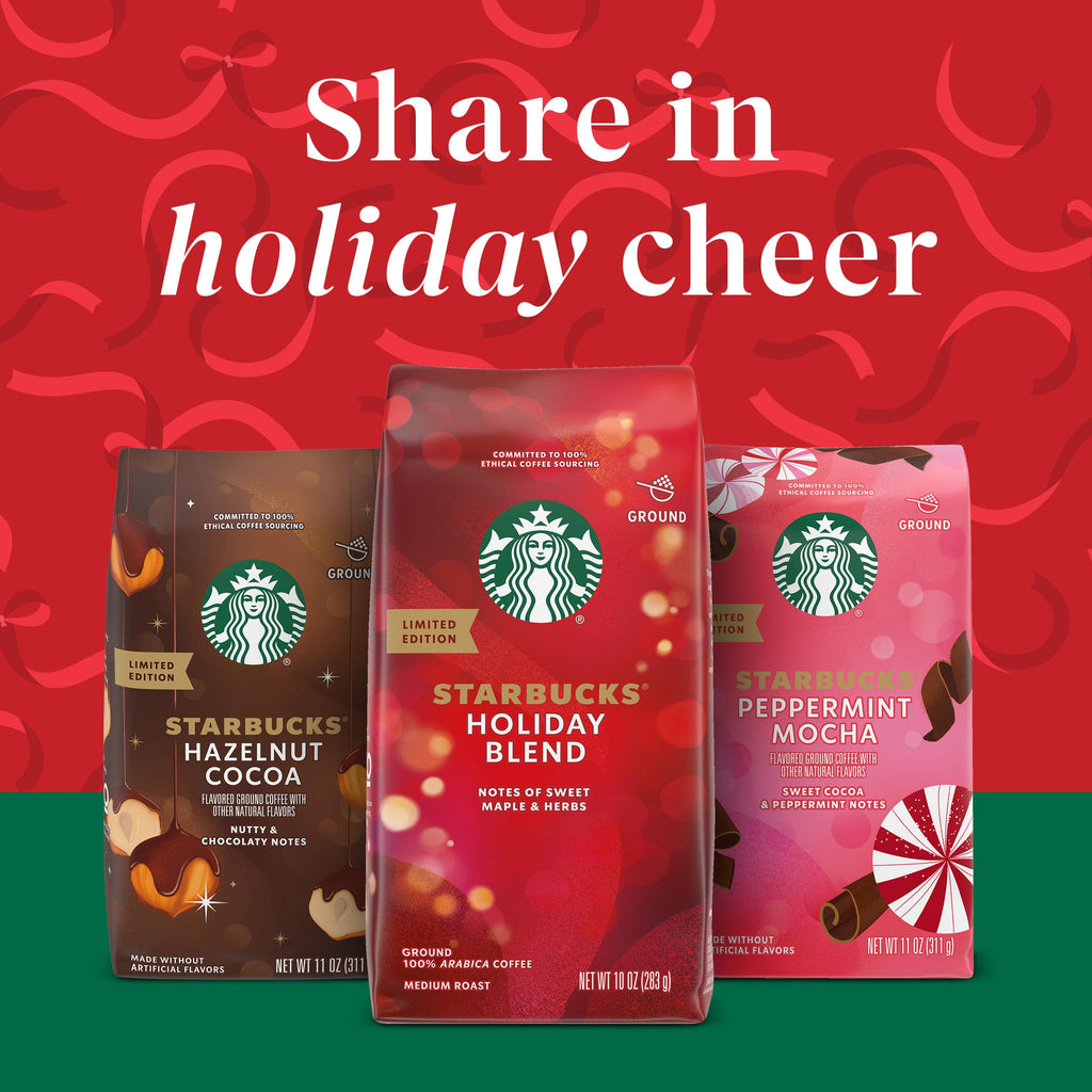 Starbucks Ground Coffee, Peppermint Mocha Flavored Coffee, 100% Arabica, Holiday 1 Bag (17 oz)