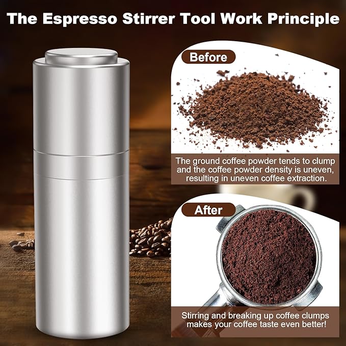 WDT Espresso Distribution Tools Espresso Stirrer Tool WDT Coffee Distributor for Barista Espresso Machine Accessories 9*0.35mm Espresso Grounds Stirrer with Extra 9 Replaceable Needles,Silver