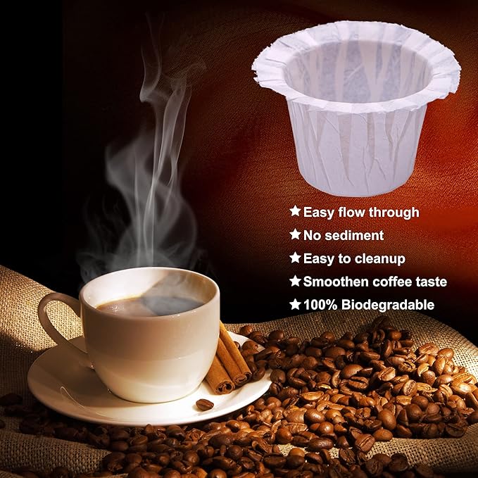 600 Count Disposable Paper Coffee Filters,Compatible with Keurig 1.0 and 2.0 Single Serve Brewers