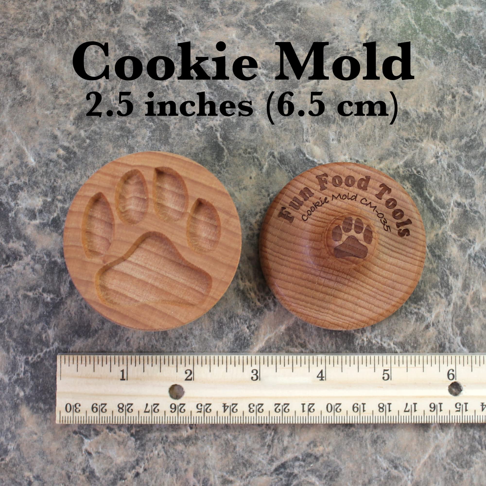 Fun Food Tools, Wood Cookie Stamp, 2.5 Inch (Dog Paw CS-035)