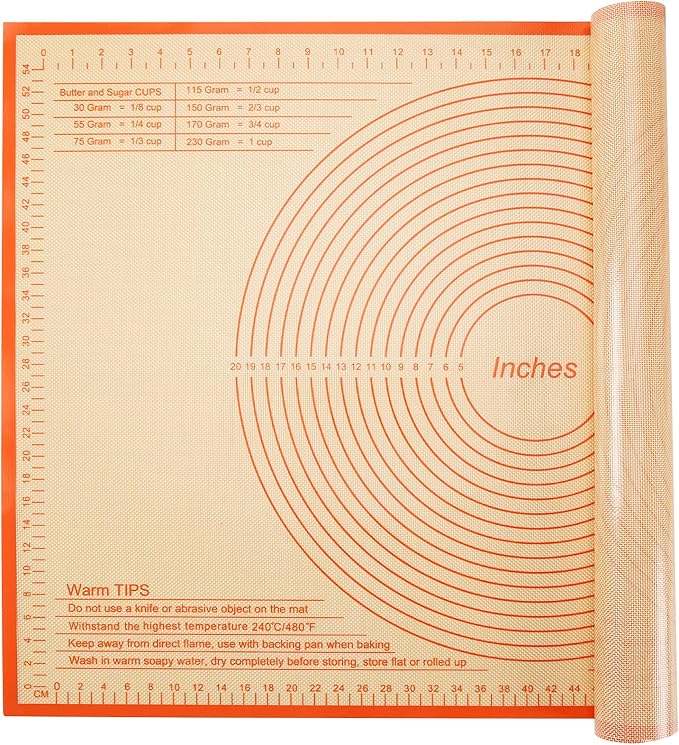 Silicone Pastry Mat 34x26 Inch - Nonstick Baking Mat Perfect for Dough, Pastry, Pie Crust, Fondant, Pasta/Pizza, Kitchen Counter