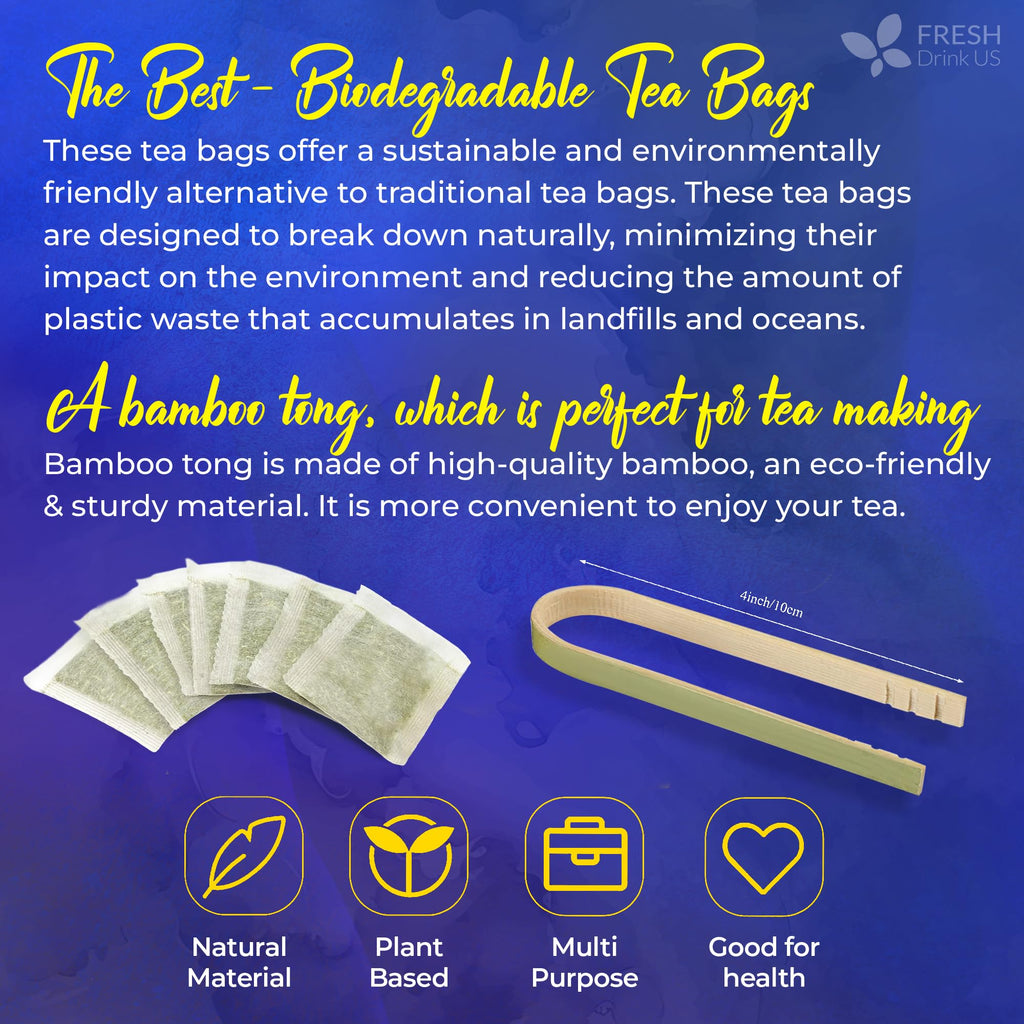 FreshDrinkUS, Premium 35 Blue Butterfly Pea Flowers Tea Bags, 100% Natural and Pure from Butterfly Pea Flowers, Made With Natural Material Tea Bag, No Sugar, No Caffeine, No Gluten, Vegan