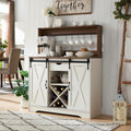 Wnutrees Farmhouse Coffee Bar Cabinet with Charging Station and USB, White