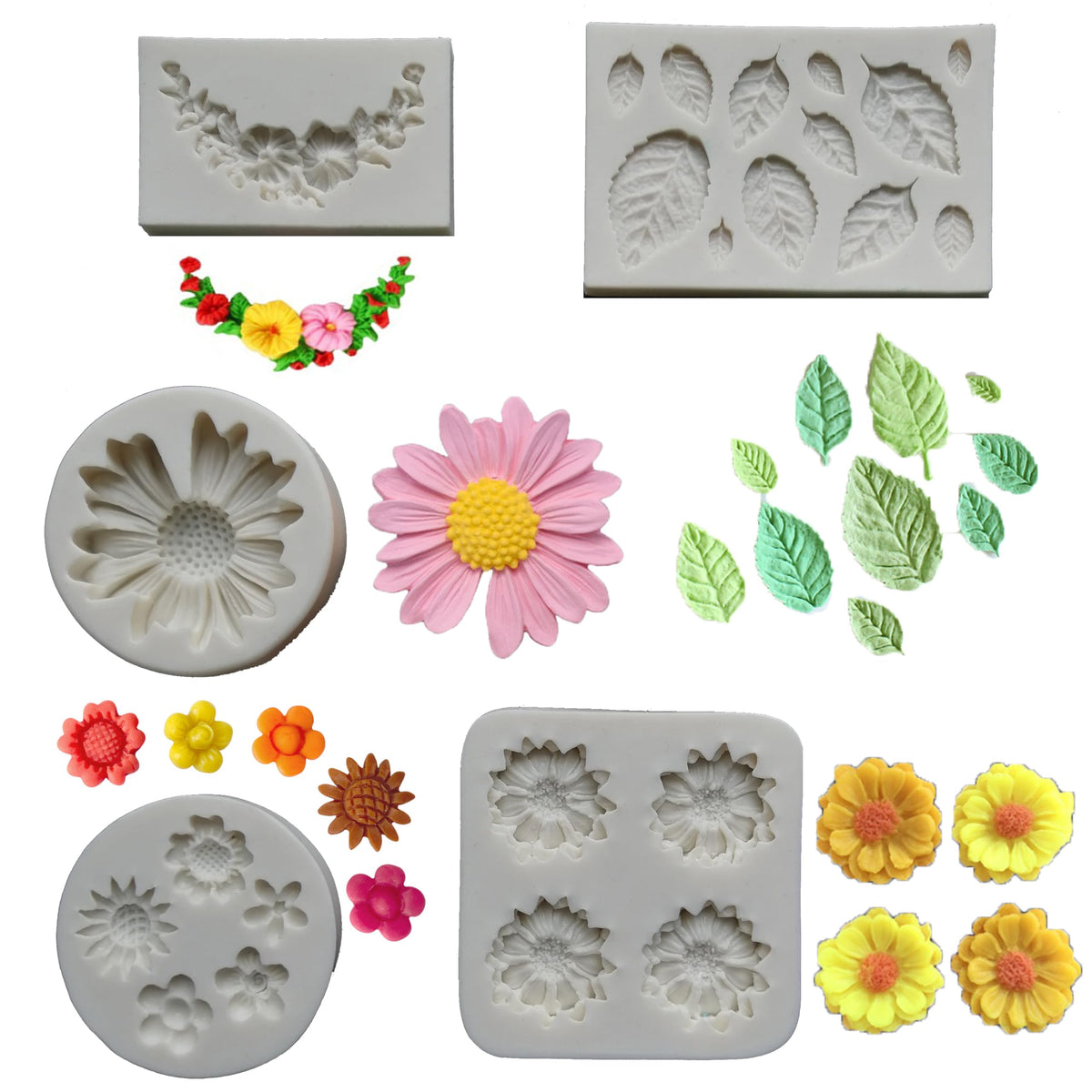 LVDGE Lovely Small Items Silicone Fondant Molds Set For Cake Topper, Gumpaste, Candy & Chocolate, Polymer Clay and More (Round Food Items)