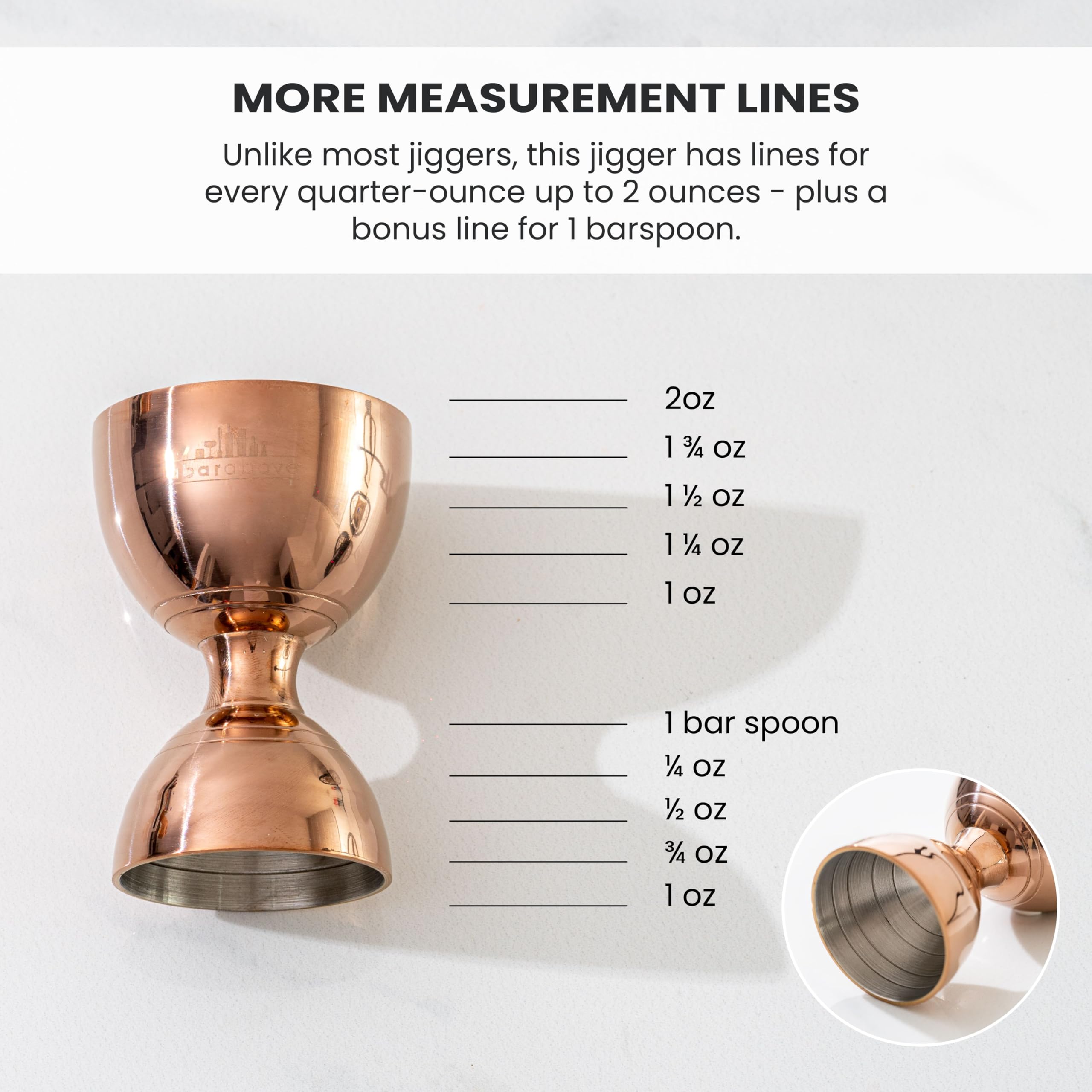 A Bar Above Bell Jigger, 10 Measurements, Stainless Steel, Black, 1 Pack