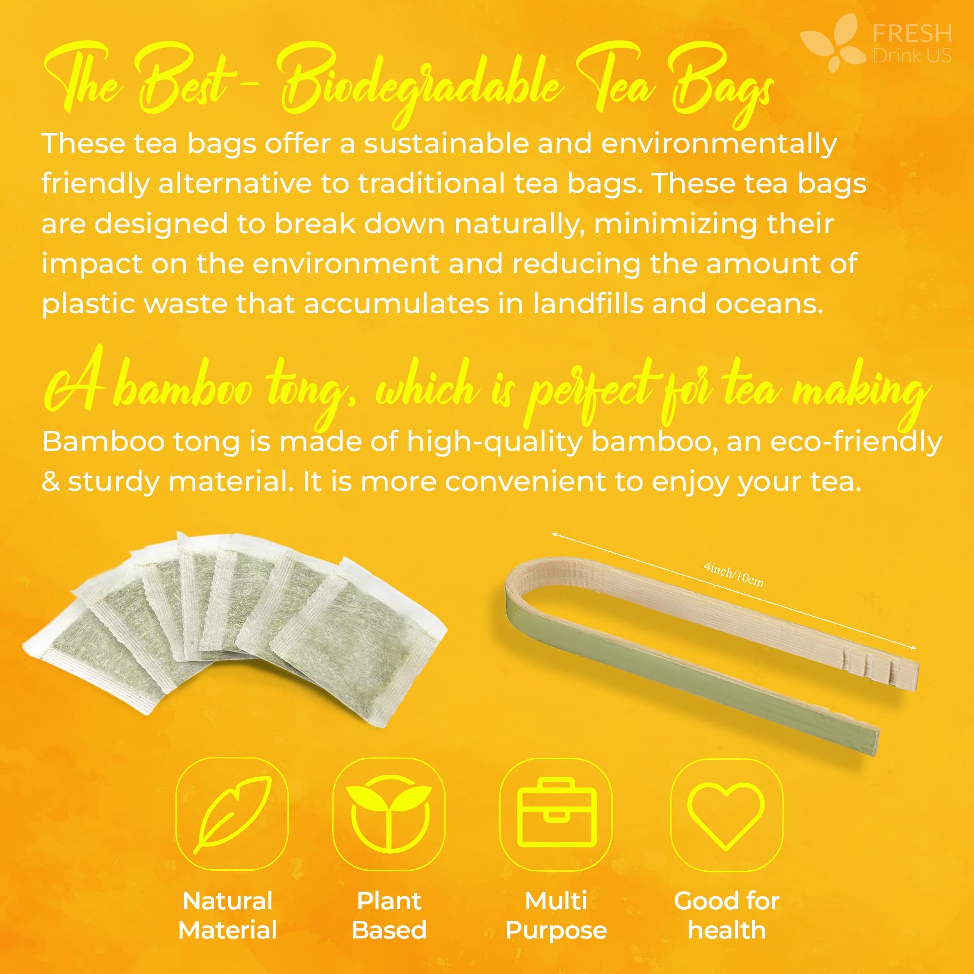 FreshDrinkUS, Premium 75 Tea Bags Corn Silk Tea, 100% Natural & Pure from Corn Silk. Corn Silk Herbal Tea. Clean Ingredients. Made with Natural Material Tea Bags. No Sugar, No Caffeine, Vegan.