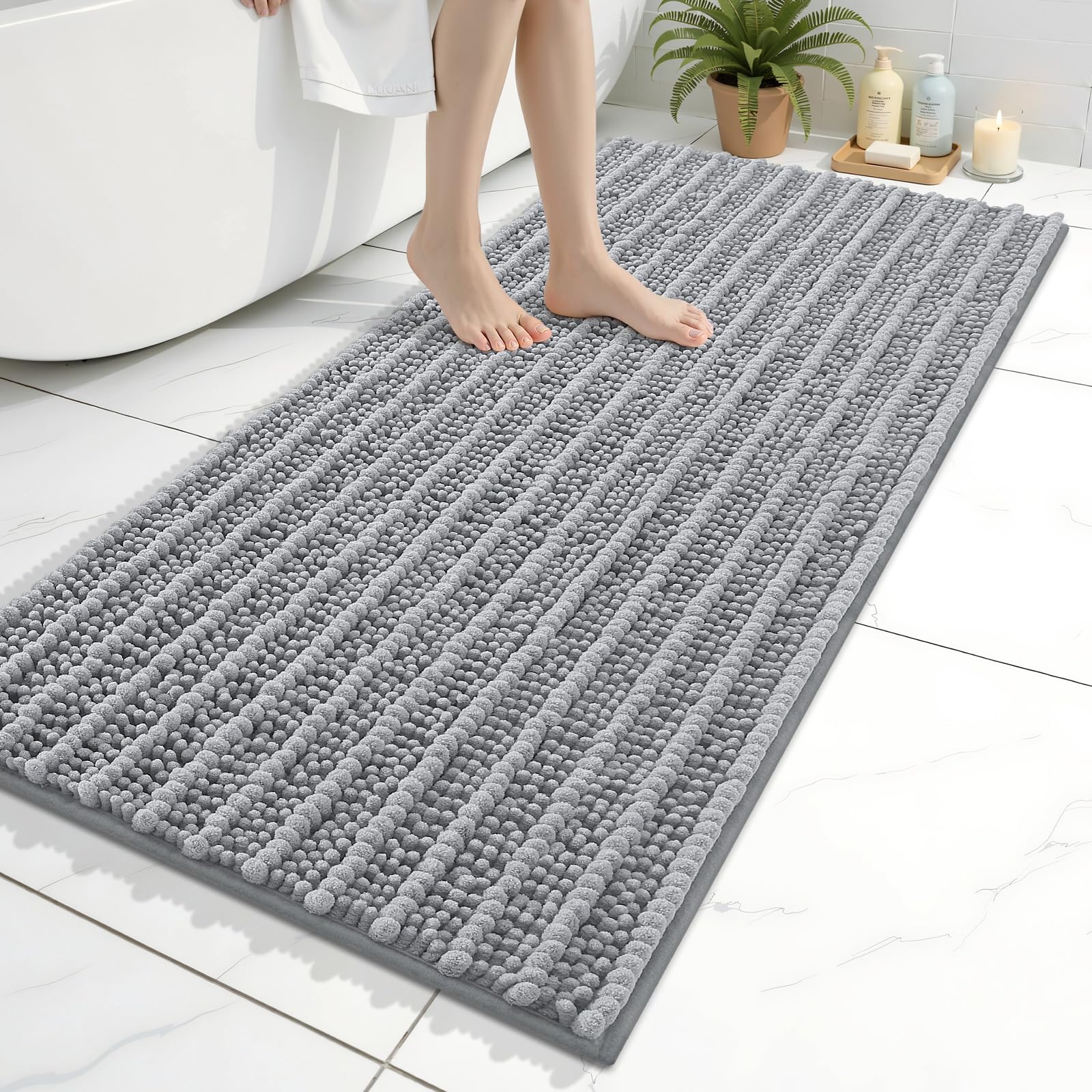 Arotive Bathroom Rugs Mat 30x17, Soft Absorbent Chenille Shaggy Bath Mat — 47" X 24"