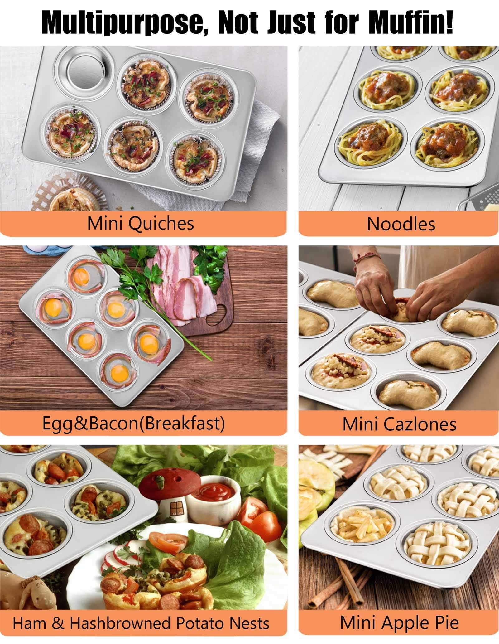 TeamFar 3 Packs Muffin Pan, Stainless Steel Muffin Cupcake Pan Tin Tray