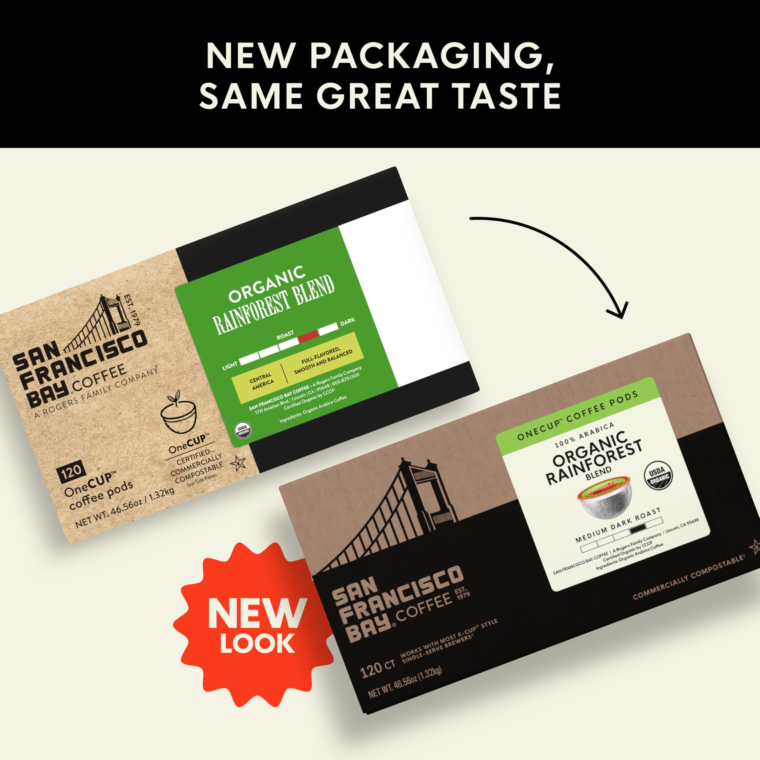 San Francisco Bay Organic Rainforest Blend K-Cup Compatible Pods, 120 ct