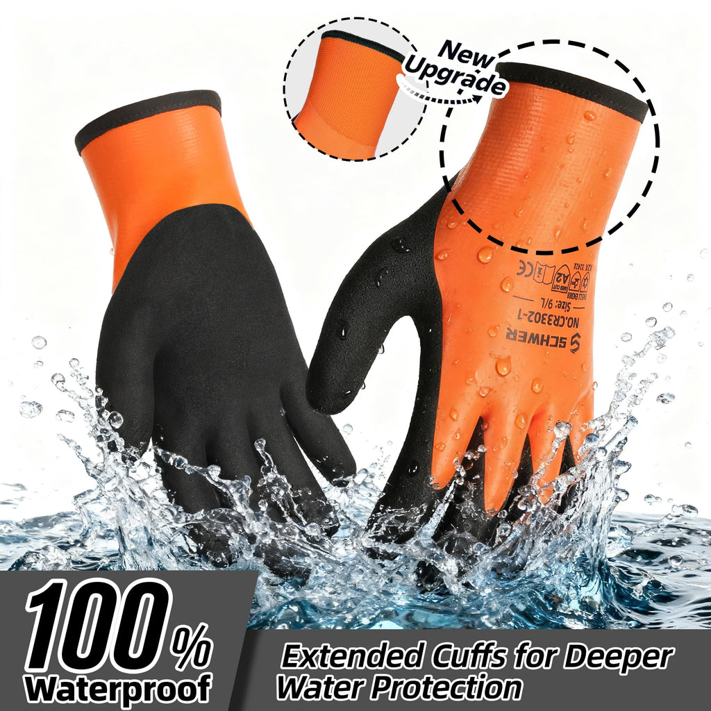 Schwer 100% Waterproof Winter Work Gloves Latex Coated, CR3302-1, XXL