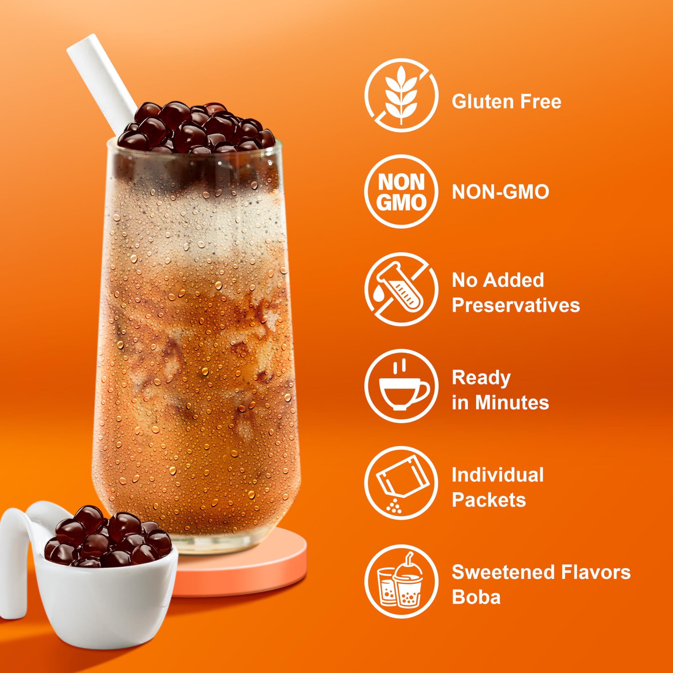 JWAY Instant Thai Milk Boba Tea Kit with Authentic Brown Sugar Tapioca Boba Pearls, Bubble Milk Tea Boba Set, Ready in Under 1 Minute, Paper Straws Included, 3 Servings