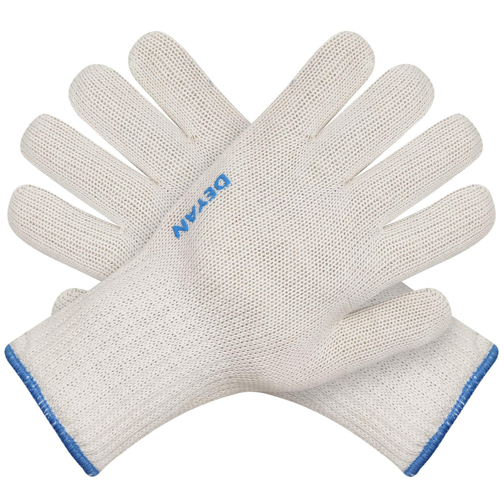 DEYAN Heat Resistant Oven Gloves 932°F | Silicone Non-Slip Mitts with Fingers | Flexible for Baking, BBQ, Grilling | Machine Washable (White, 1 Pair)