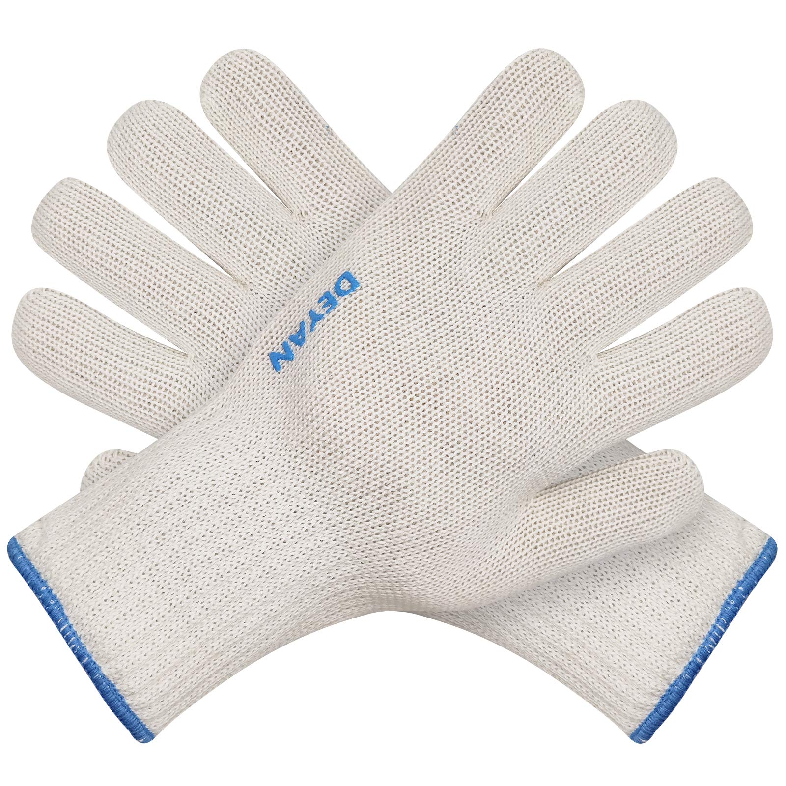 DEYAN Heat Resistant Oven Gloves 932°F | Silicone Non-Slip Mitts with Fingers | Flexible for Baking, BBQ, Grilling | Machine Washable (White, 1 Pair)