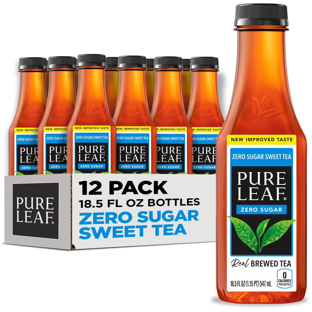 Pure Leaf Iced Tea, Unsweetened Green Tea, 18.5 fl Oz Bottles (Pack of 12)