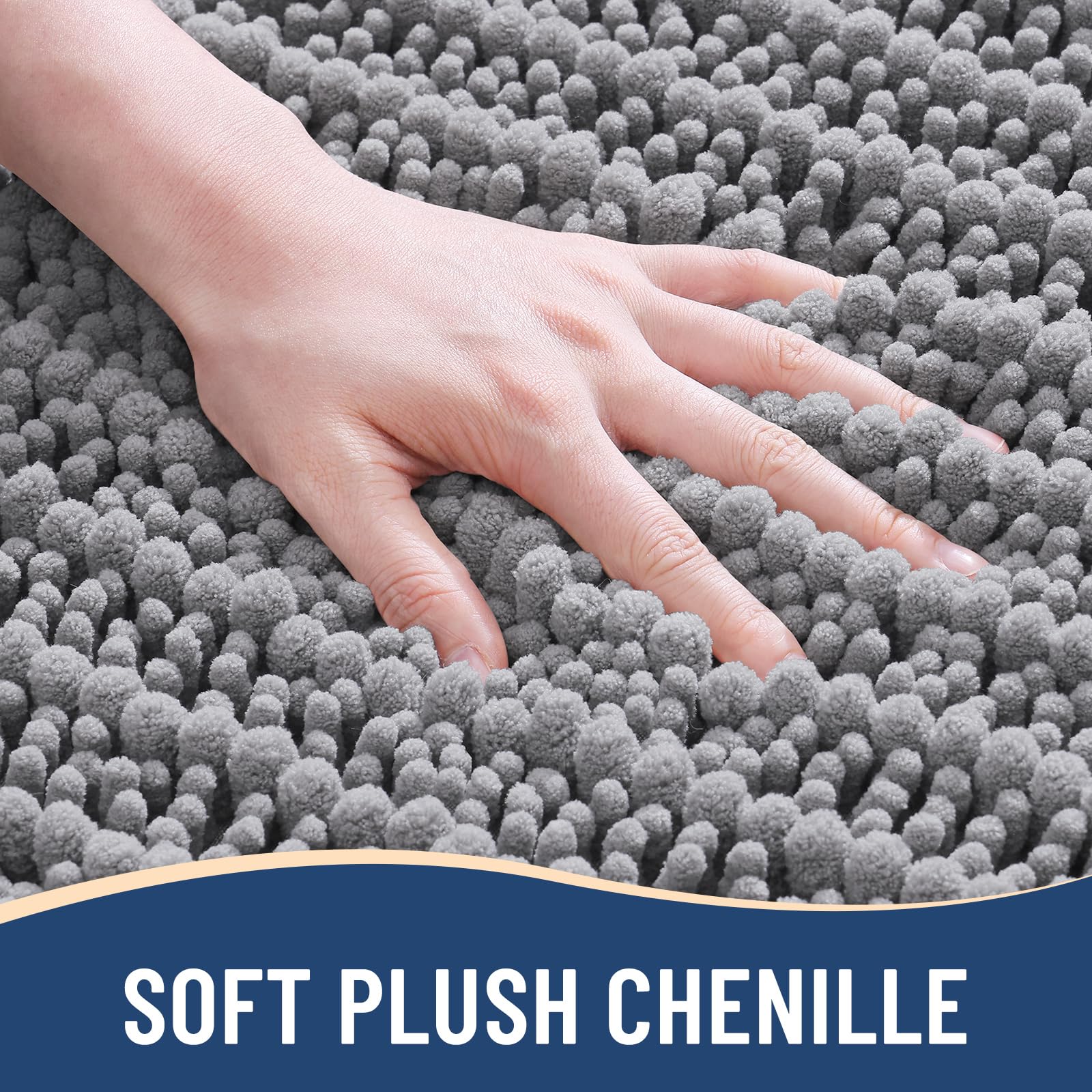 Arotive Bathroom Rugs Mat 59x35, Soft Absorbent Chenille Shaggy Bath Mat