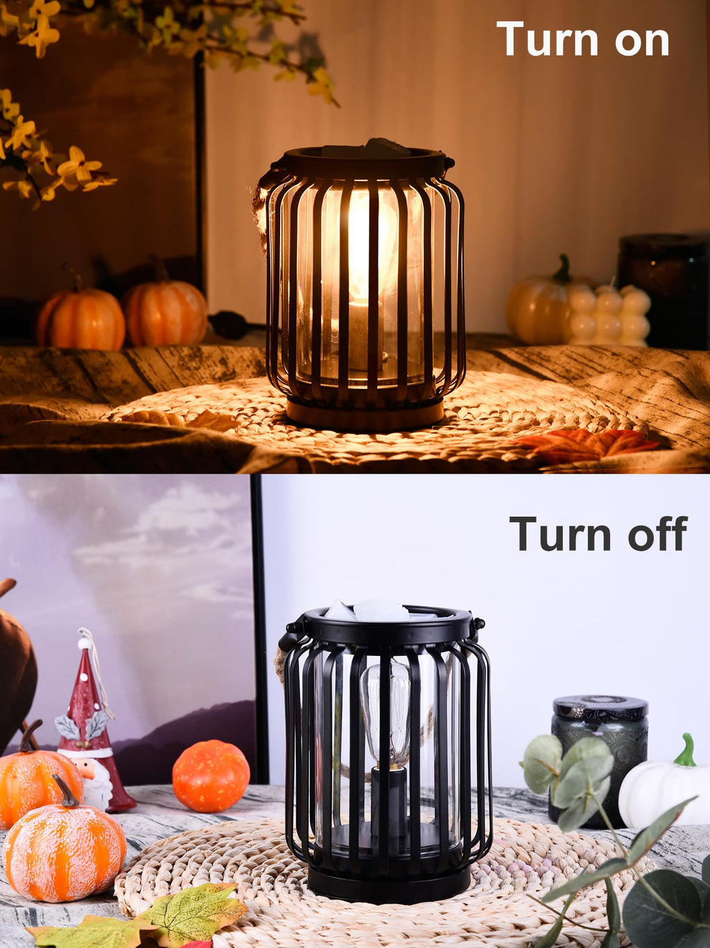 ORJG Electric Wax Warmer,Metal Wax Warmer,Rustic Candle Wax Burner for Aromatherapy Wax, Oil Burner,Fragrance,Home Decoration, Gifts (Lanterns), Black, HLBULB-002