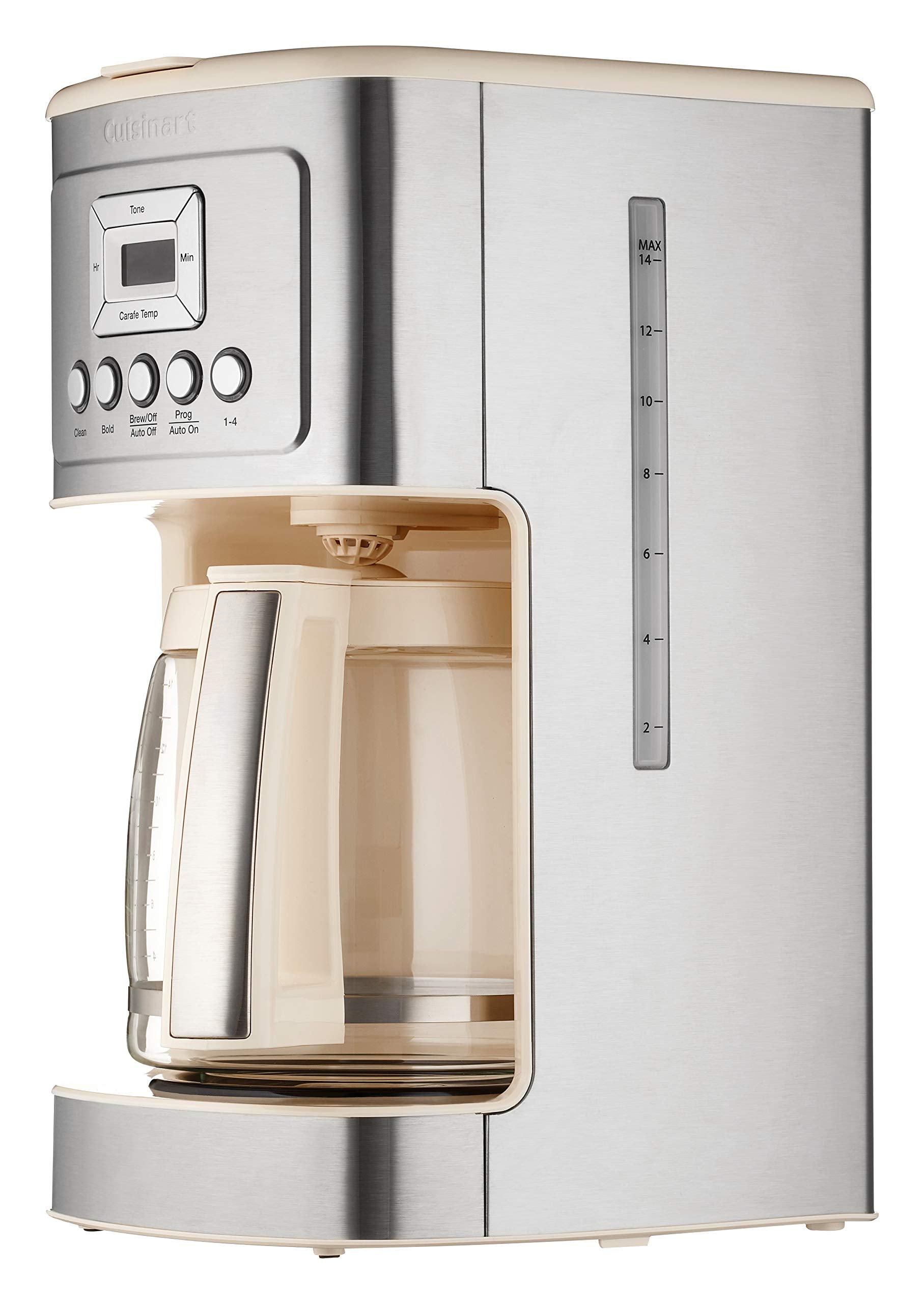 Cuisinart Coffee Maker, 14-Cup Glass Carafe, Fully Automatic for Brew Strength Control & 1-4 Cup Setting, Stainless Steel, DCC-3200CRM, Cream