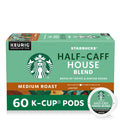 Starbucks K-Cup Coffee Pods, Half-Caff House Blend, 6 Boxes 60 Count