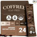 COFFREE Organic Instant Coffee Packets - 75% Half Caff Low Acid, Mold Free Coffee Made with Arabica Coffee Beans - Rich & Smooth Taste - Hot or Cold Single Serve Travel Packets 24 Pack Box
