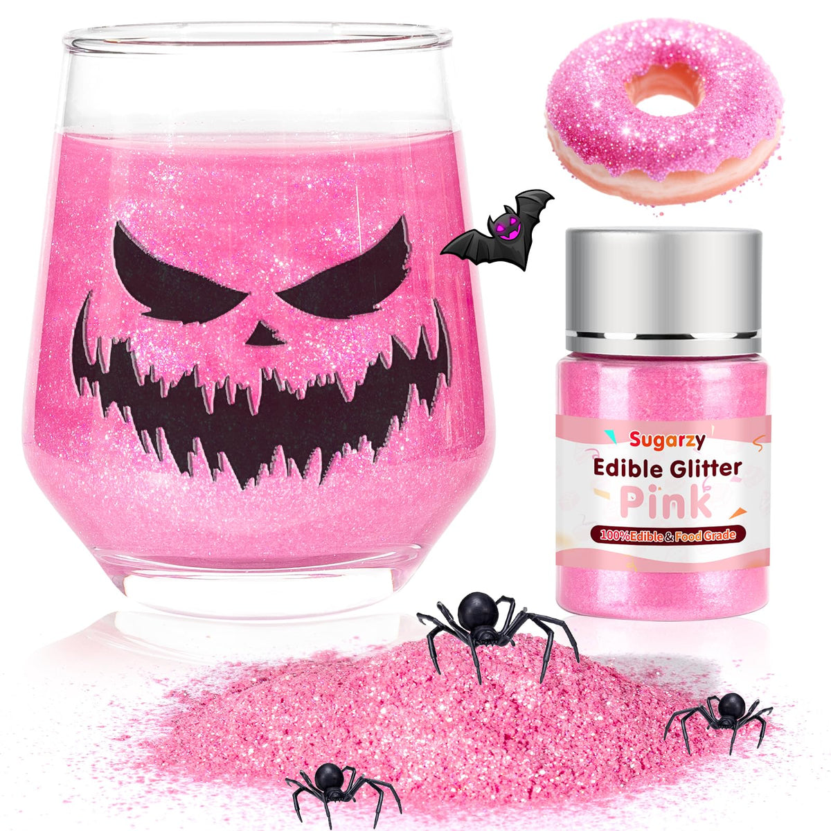 Edible Pink Glitter for Drinks,10g Food Coloring Shimmer Powder for Baking