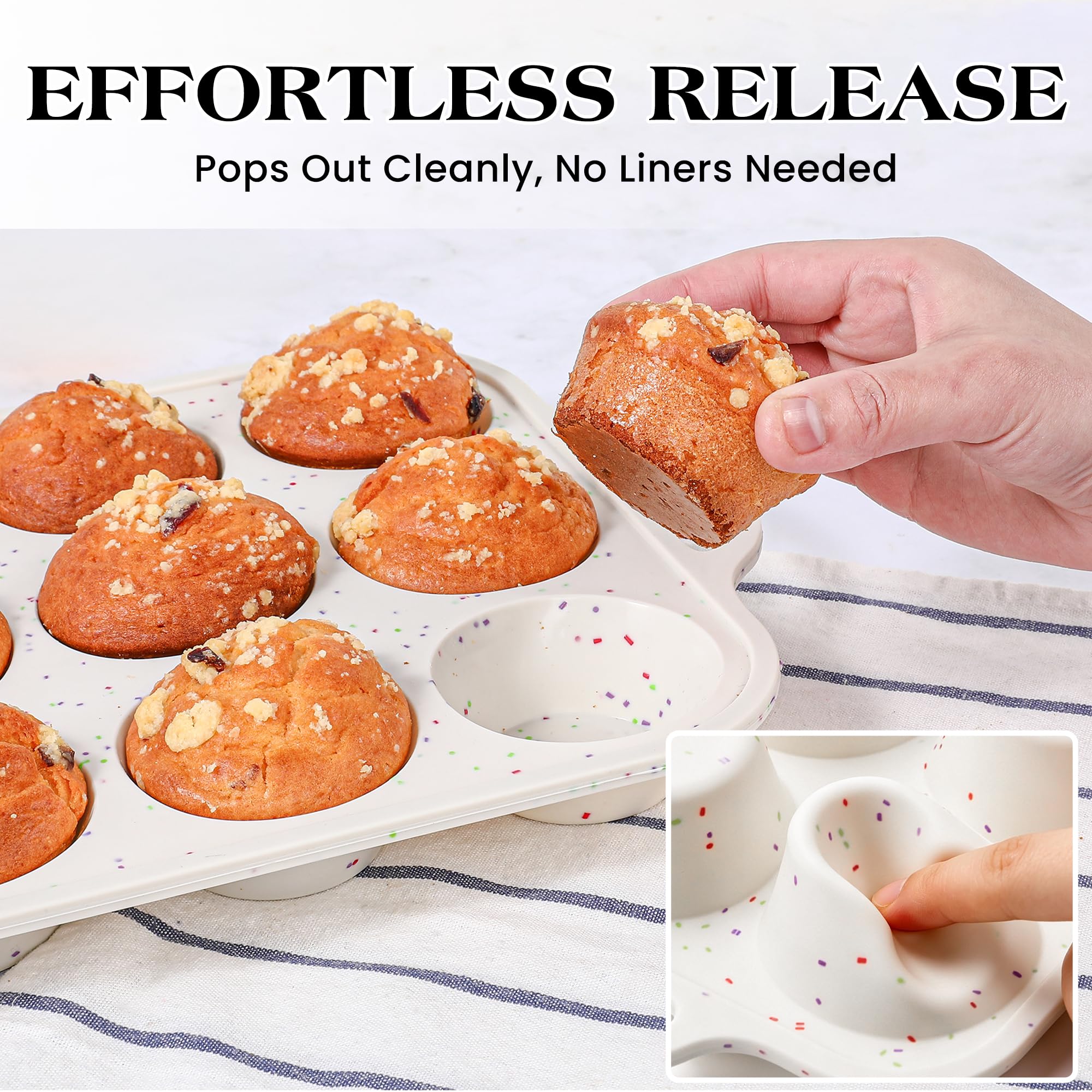 AOTASO 3 Pcs Silicone Baking Pan Set, Cream