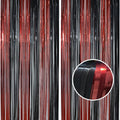 BRAVESHINE Party Streamers Fringe Backdrop | Red and Black Foil Curtain