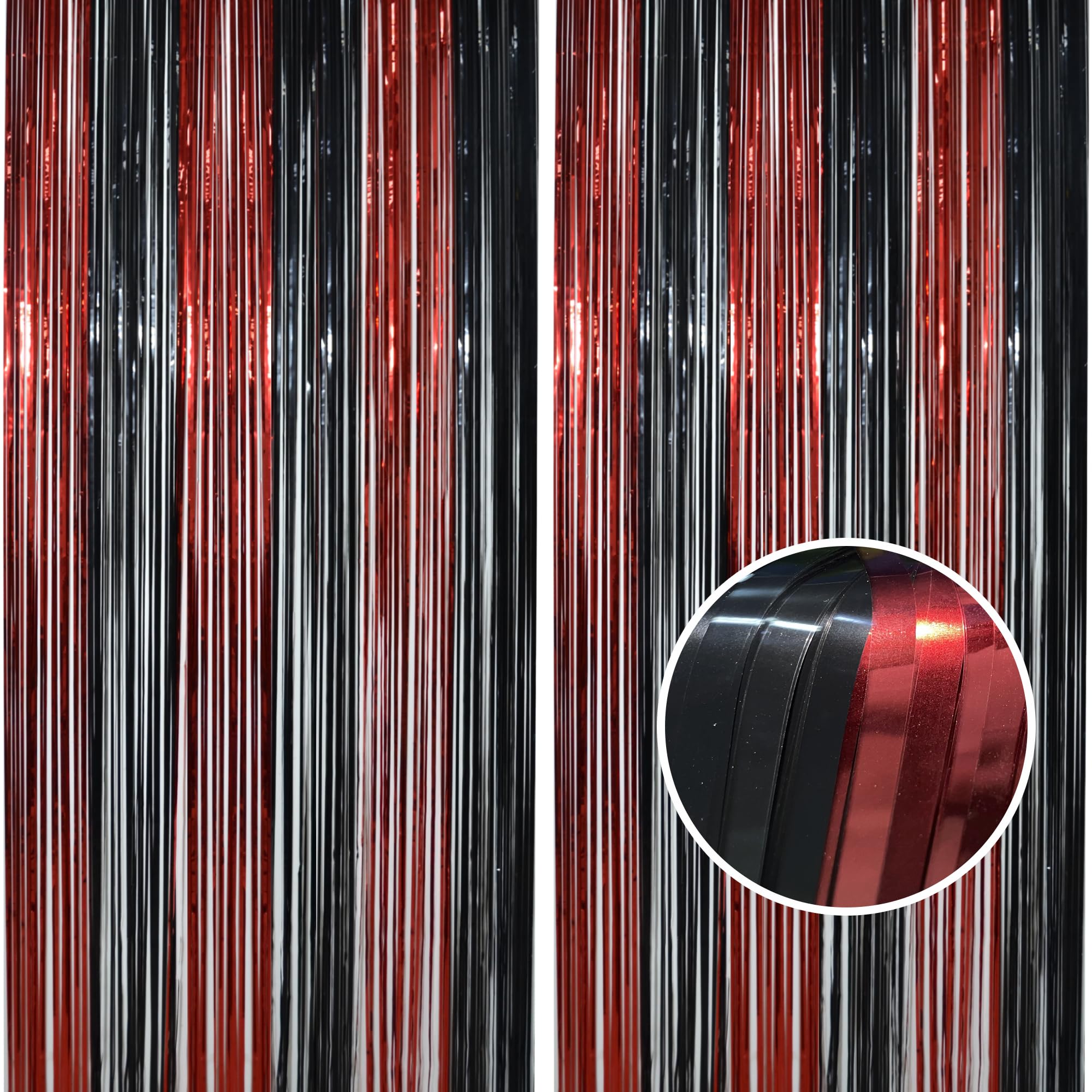 BRAVESHINE Party Streamers Fringe Backdrop | Red and Black Foil Curtain