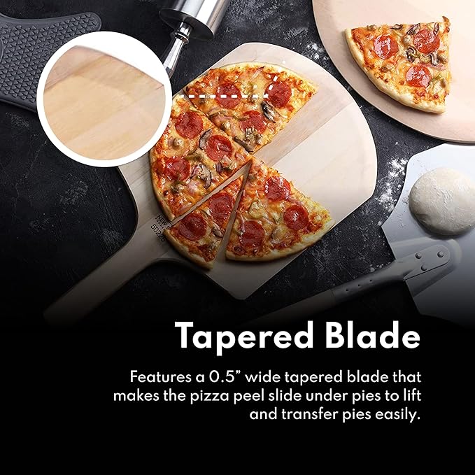 New Star Foodservice 50325 Restaurant-Grade Wooden Pizza Peel, 16" L x 14" W Plate, with 26" L Wooden Handle, 42" Overall Length