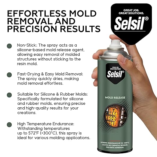 SELSIL Silicone Mold Release Aerosol Spray, Professional Resin Mold Releaser, Non-Stick, Fast-Drying & Easy Mold Removal, 13.5 Fl oz or 400 mL (Pack of 3)