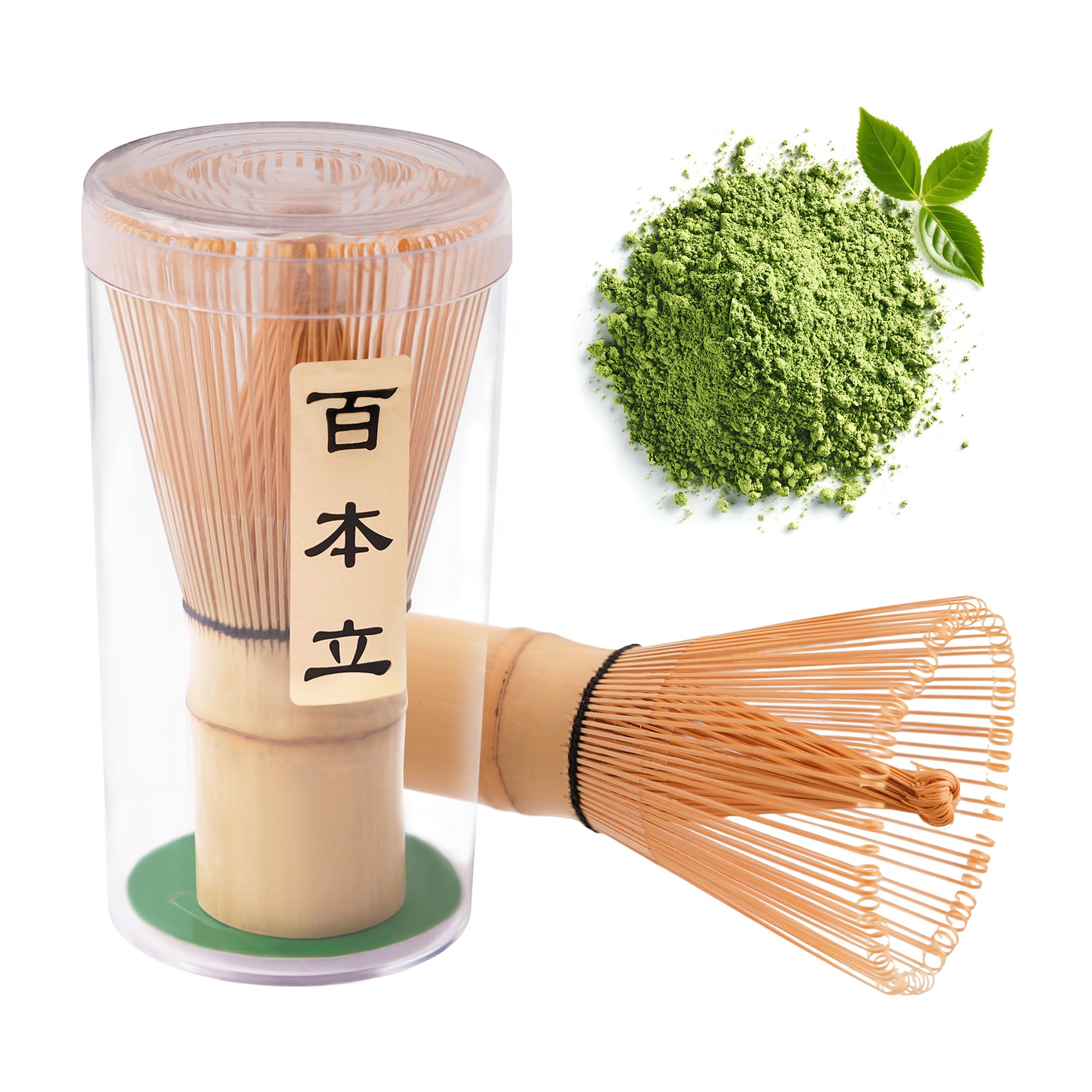 ECOLEMON 2-Pack Handcrafted Matcha Whisk, Bamboo Whisk for Matcha Tea, Natural Bamboo Chasen, 100-Prong Chasen, Macha Whisks Brush Match Accessories Wisk Mixer Whisker for Making Ceremonial Macha Tea