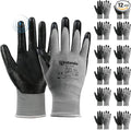ANDANDA Smart Touch Work Gloves - 12 Pairs, 3D Comfort Stretch Fit, Nitrile Coated with Grip, Seamless Knit Nylon, Suitable for Warehousing, Logistics, Handling, Black (XL)