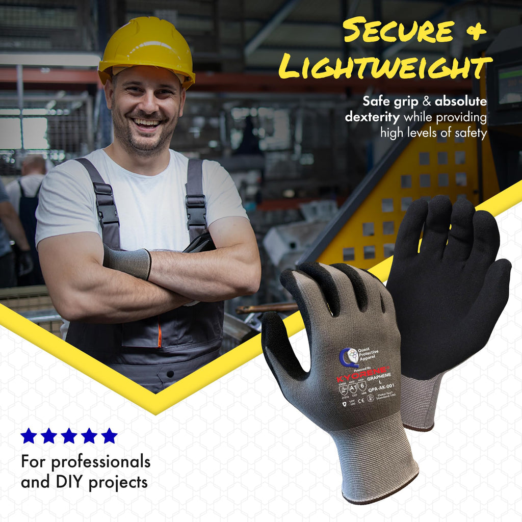 Quest Cut Resistant Work Gloves, ANSI A1, Large, Pack of 3