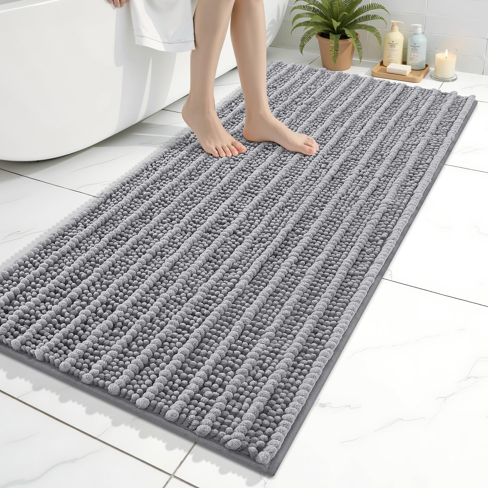 Arotive Bathroom Rugs Mat 30x17, Soft Absorbent Chenille Shaggy Bath Mat — 47" X 24"
