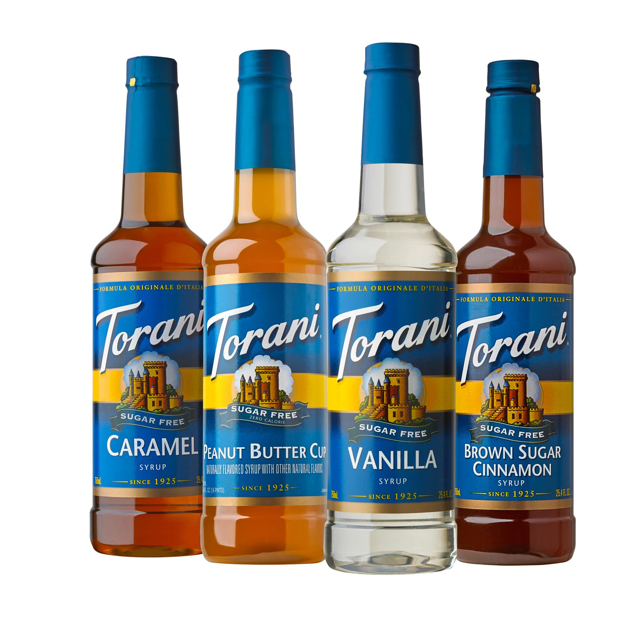 Torani Sugar Free Flavored Drink Syrup Café Variety Pack, 25.4 fl oz 4 Pack
