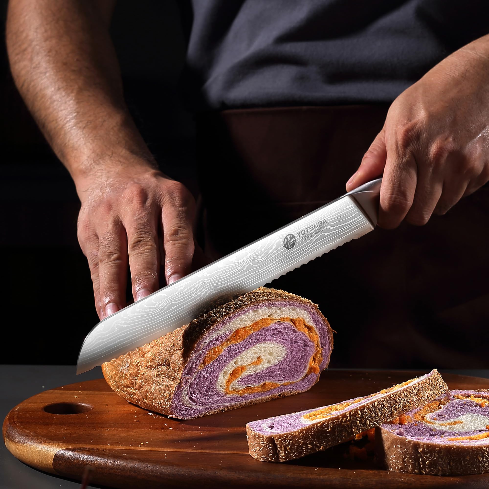 YOTSUBA 10 Inch Japanese Style Premium Natural Rosewood Bread Knife