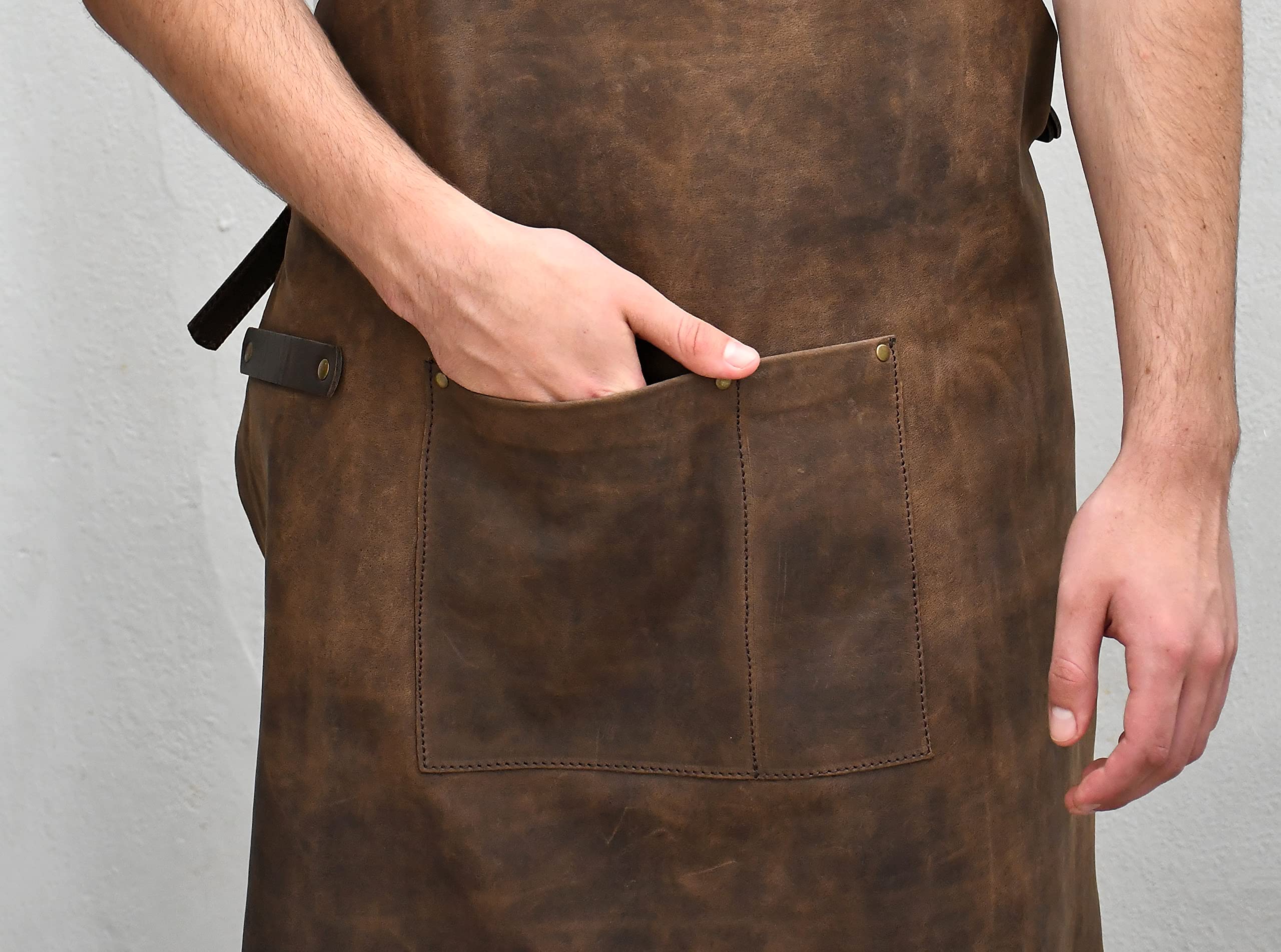 GauchoLife Leather Apron Barista Barber BBQ Barbecue (Brown)
