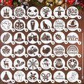 JULBEAR 36 Pieces Reusable Cookie Cake Stencils, Templates Mold Tools for Christmas Halloween Thanksgiving Cookies Baking Painting Dessert Coffee DIY Party Decoration
