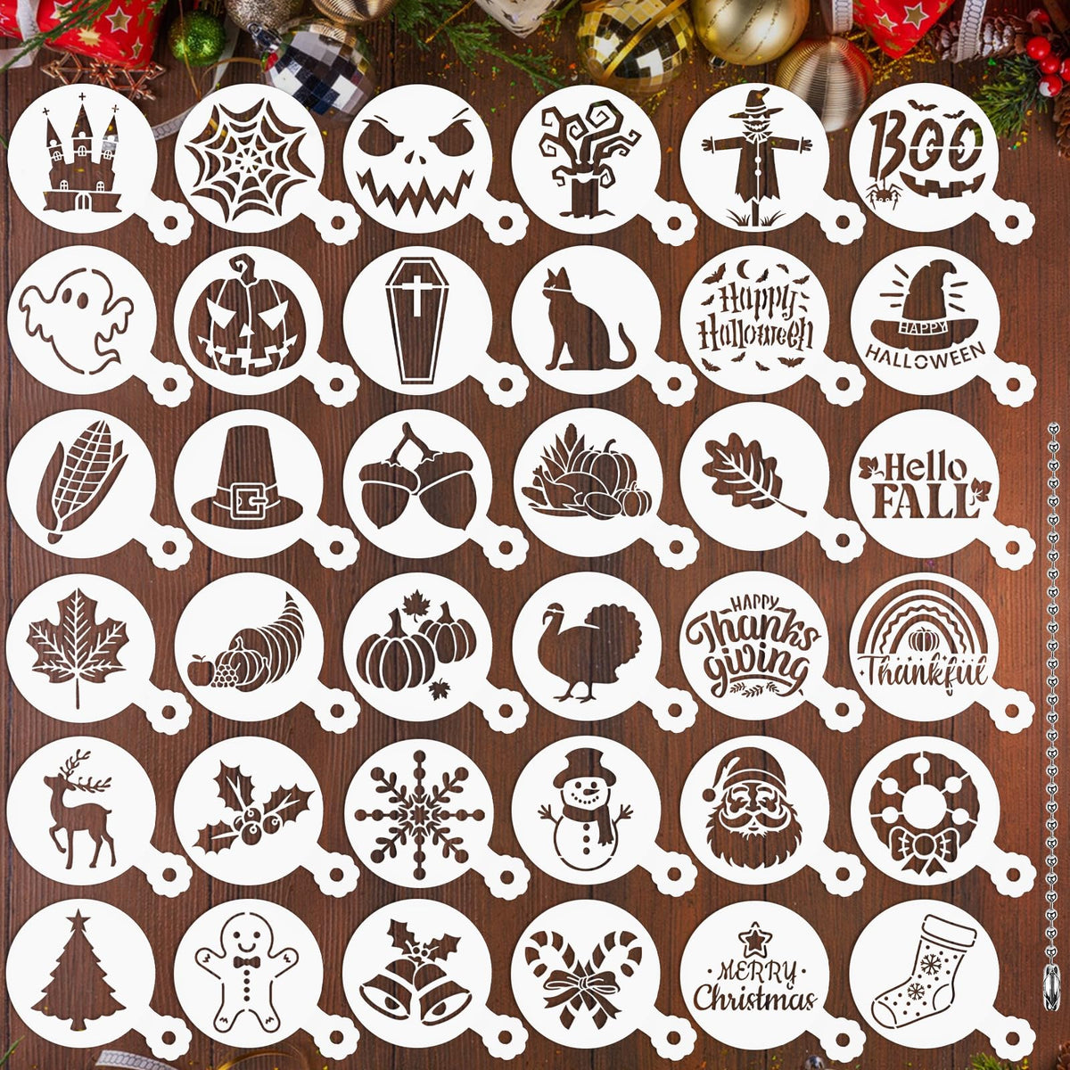 JULBEAR 36 Pcs Holiday Cookie Cake Stencils Baking Templates