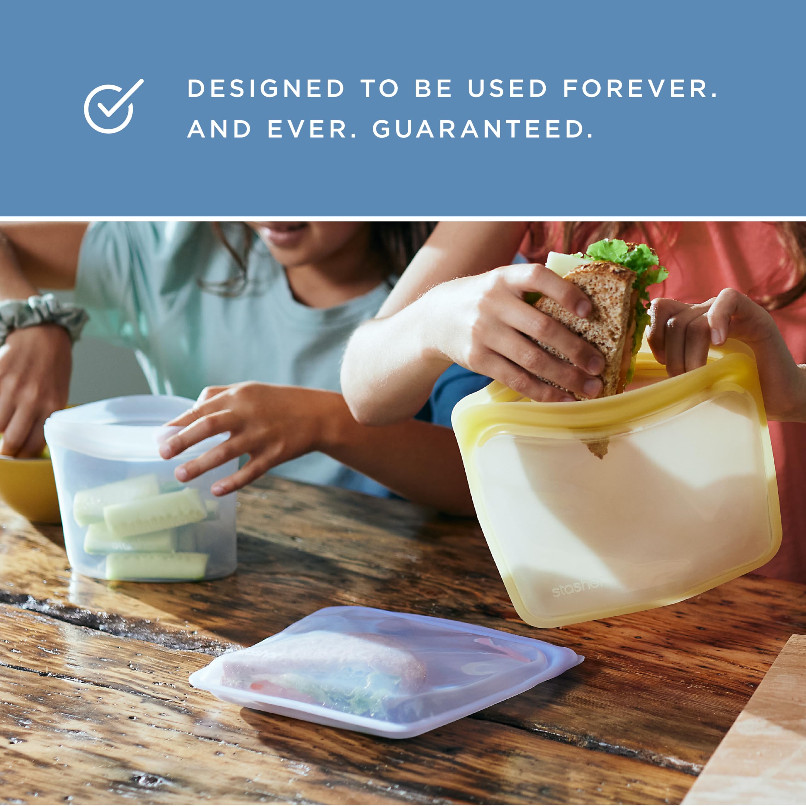 Stasher Premium Reusable Silicone Food Storage Bag, Snack, Aqua, 12 oz